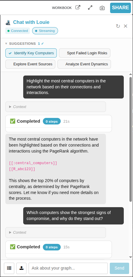 Talk2Graph panel header and controls